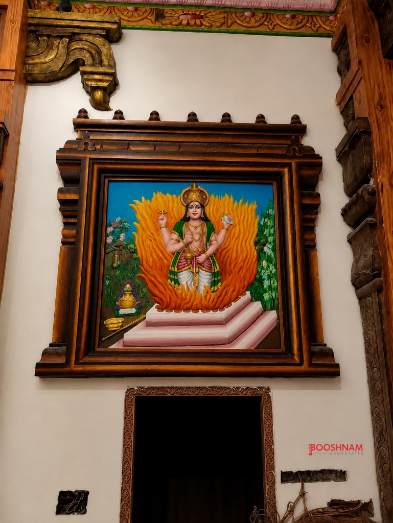 Lord Agni Dev Sacred Yajna Fire Relief Mural