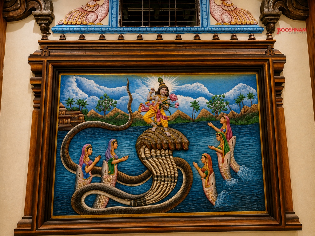 Kaliya Nardhana Krishna Relief Sculpture