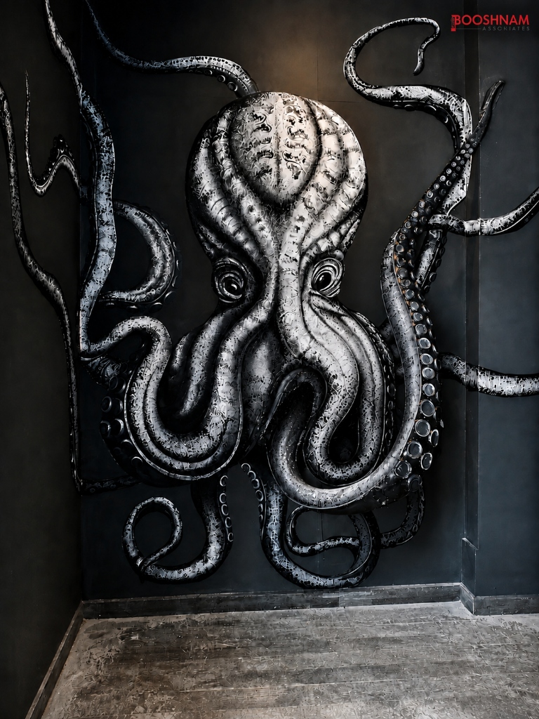 Metallic Octopus Wall Sculpture